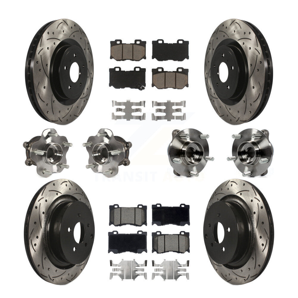 Front Rear Hub Bearings Coated Disc Brake Rotors And Pads Kit (10Pc) For INFINITI FX50 KBB-120030