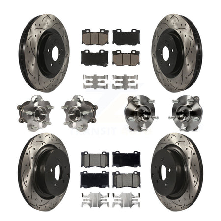Front Rear Hub Bearings Coated Disc Brake Rotors And Pads Kit (10Pc) For INFINITI FX50 KBB-120030