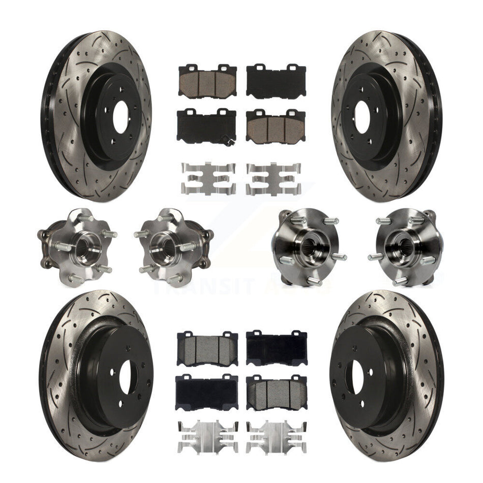 Front Rear Hub Bearings Coated Disc Brake Rotors And Pads Kit (10Pc) For INFINITI FX50 KBB-120030