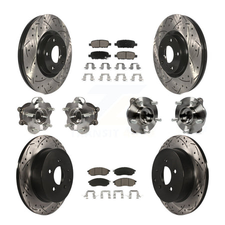 Front Rear Hub Bearing Coated Brake Rotor Pads Kit (10Pc) For 2015-2017 INFINITI QX70 AWD KBB-120034