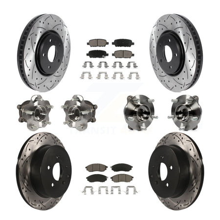 Front Rear Hub Bearing Coated Disc Brake Rotor Pads Kit (10Pc) For INFINITI FX35 FX37 AWD KBB-120038