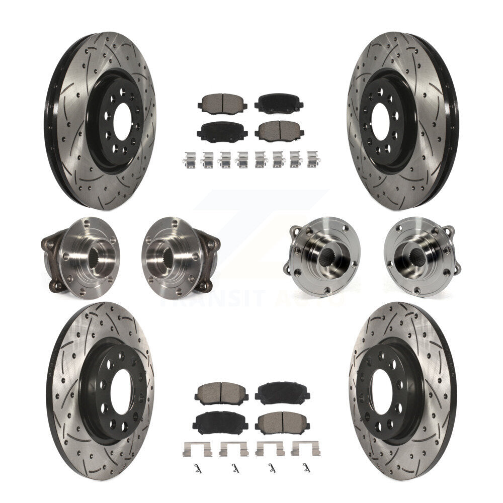 Front Rear Hub Bearing Coated Brake Rotor & Pad Kit (10Pc) For 2015-2017 Chrysler 200 AWD KBB-120048