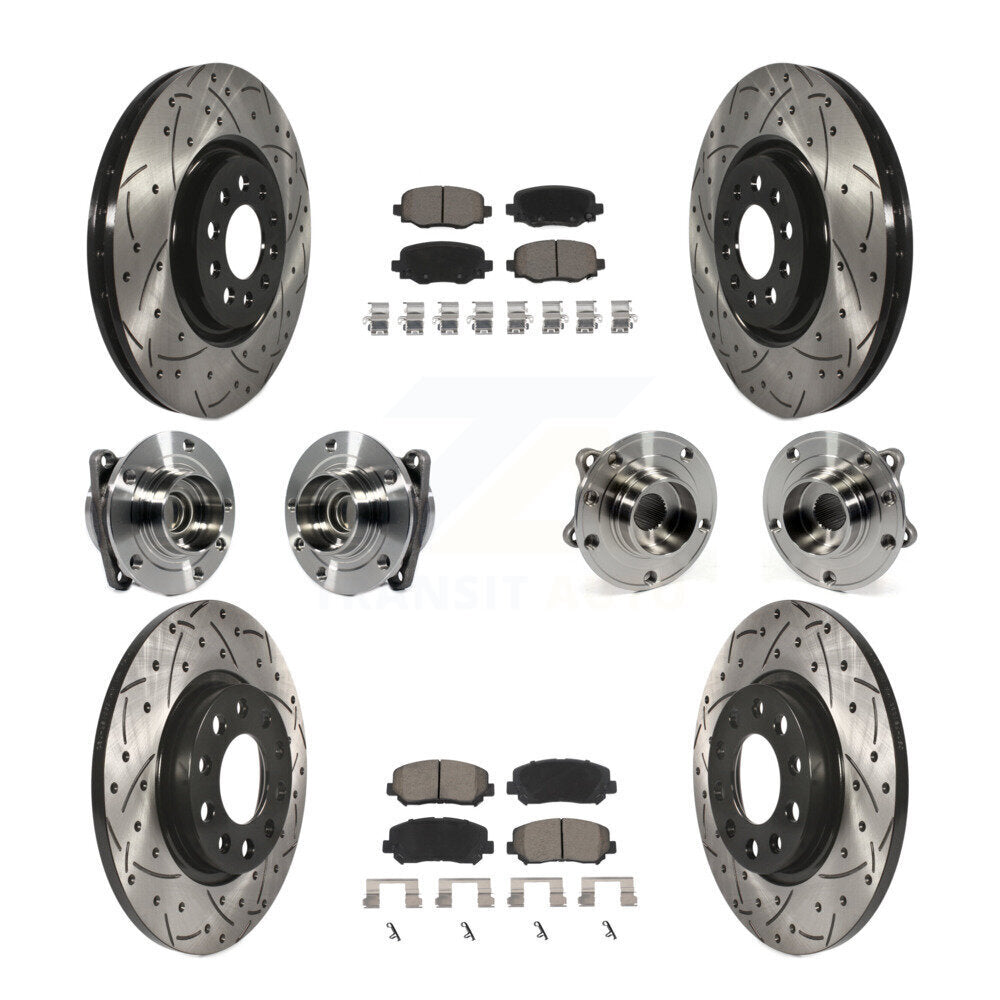 Front Rear Hub Bearing Coated Brake Rotor & Pad Kit (10Pc) For 2015-2017 Chrysler 200 FWD KBB-120050