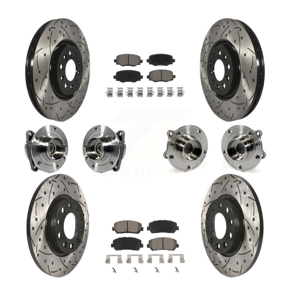 Front Rear Hub Bearing Coated Brake Rotor & Pad Kit (10Pc) For 2015-2017 Chrysler 200 FWD KBB-120050
