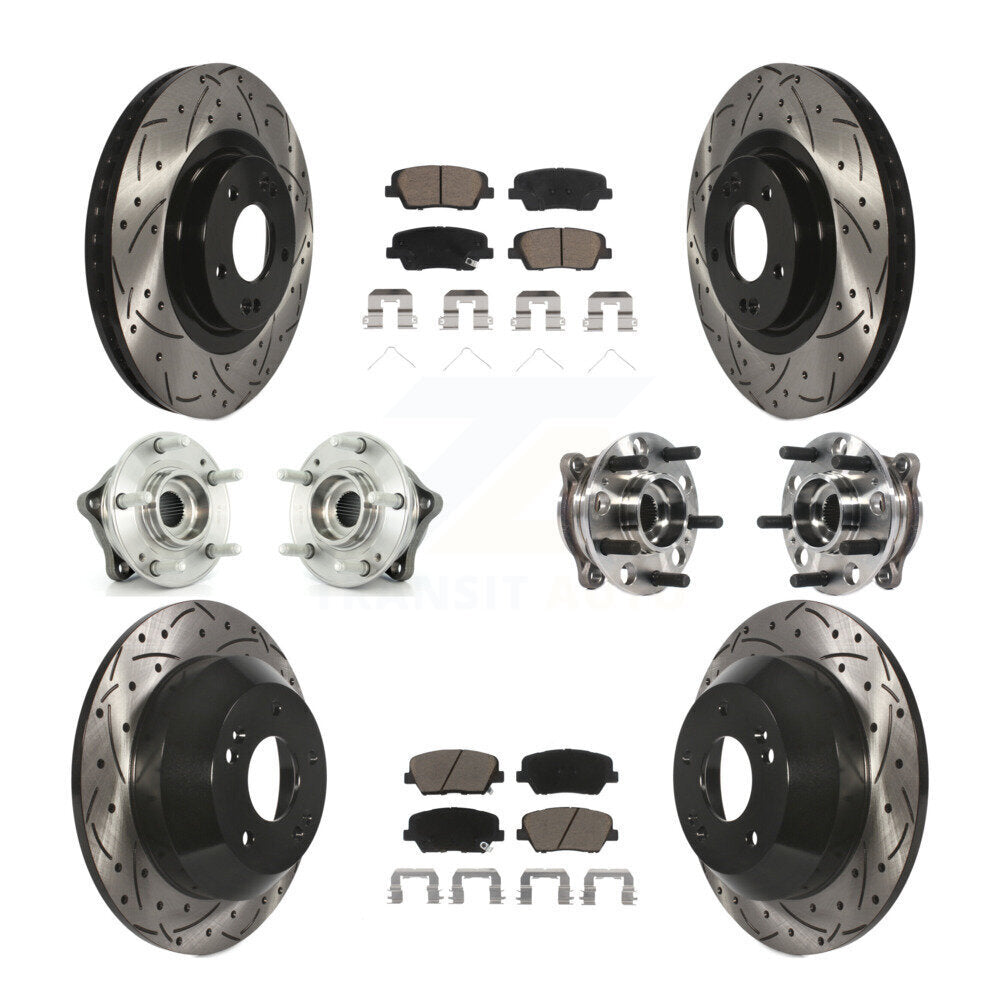Front Rear Hub Bearing Coated Brake Rotor & Pad Kit (10Pc) For Hyundai Santa Fe Sport AWD KBB-120055