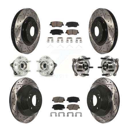 Front Rear Hub Bearing Coated Brake Rotor & Pad Kit (10Pc) For Hyundai Santa Fe Sport AWD KBB-120055