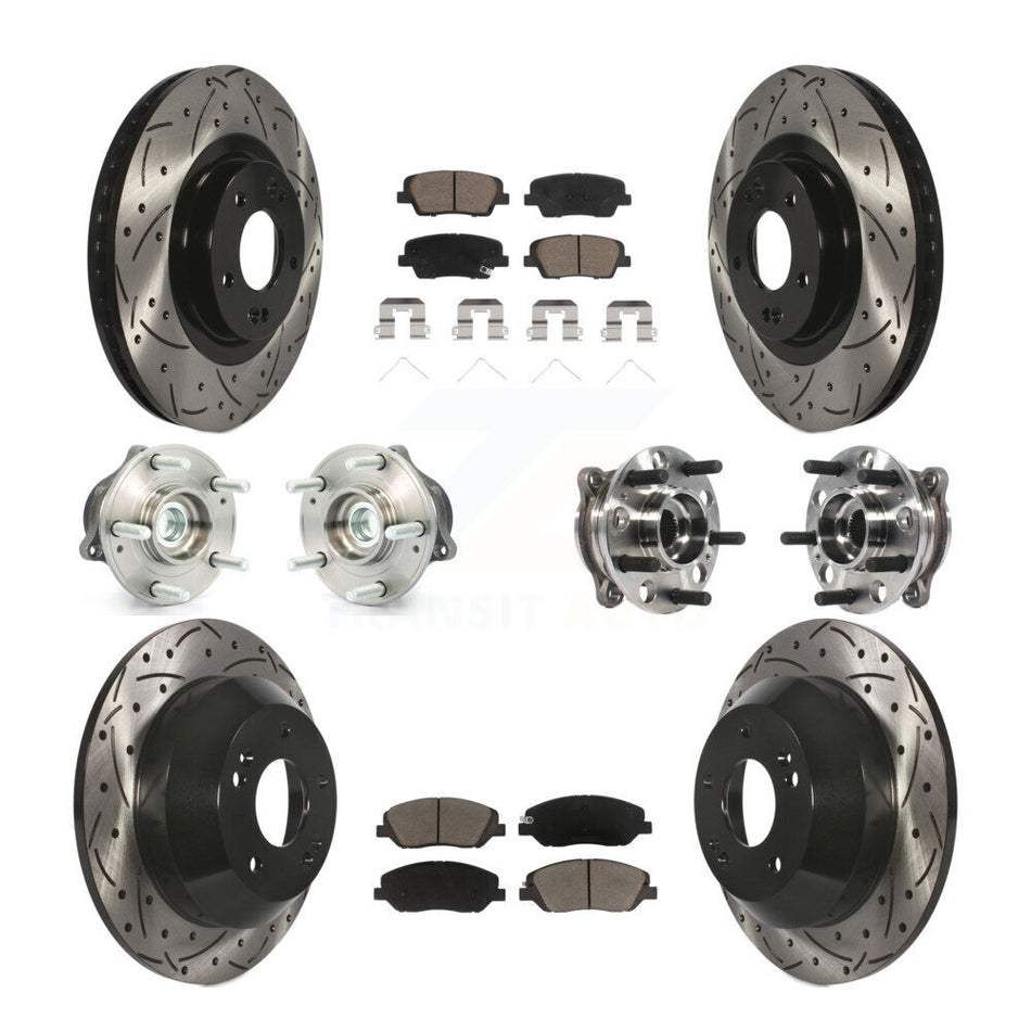 Front Rear Hub Bearing Coated Disc Brake Rotor Pad Kit (10Pc) For Hyundai Santa Fe XL FWD KBB-120056