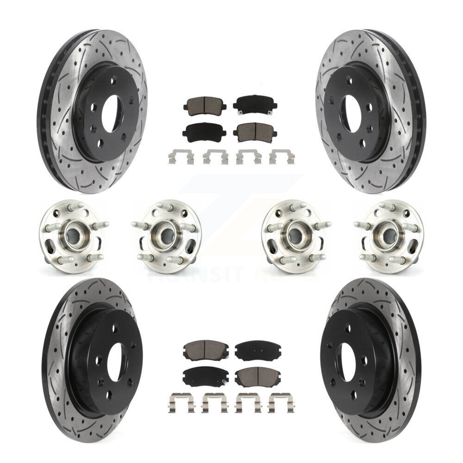 Front Rear Hub Bearings Assembly Coated Disc Brake Rotors And Ceramic Pads Kit (10Pc) For 2013-2015 Chevrolet Malibu Naturally Aspirated KBB-120065