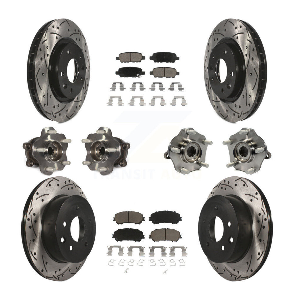 Front Rear Hub Bearings Assembly Coated Disc Brake Rotors And Ceramic Pads Kit (10Pc) For Nissan Rogue Sport Qashqai KBB-120075