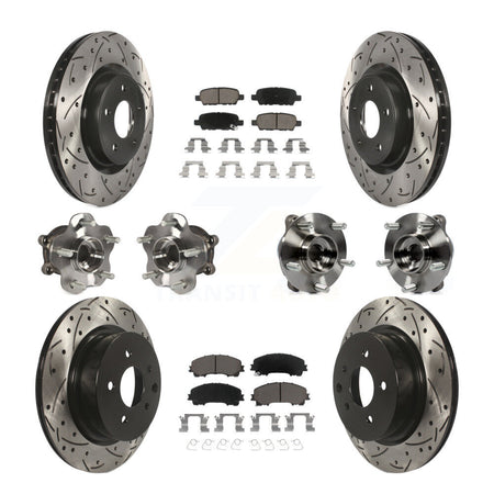 Front Rear Hub Bearing Coated Brake Rotor Pads Kit (10Pc) For 2016-2017 INFINITI QX50 AWD KBB-120091