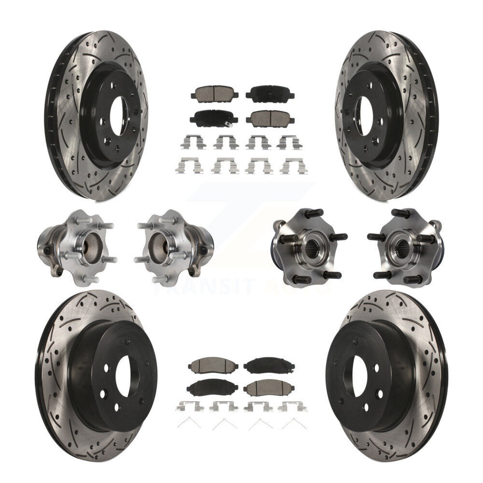 Front Rear Hub Bearings Assembly Coated Disc Brake Rotors And Ceramic Pads Kit (10Pc) For 2015 Nissan LEAF Vehicles Manufactured In Japan KBB-120108