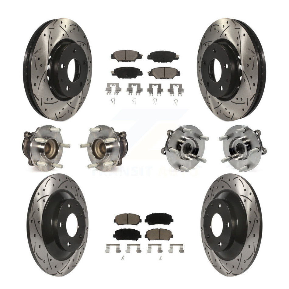 Front Rear Hub Bearings Assembly Coated Disc Brake Rotors And Ceramic Pads Kit (10Pc) For Mazda CX-5 KBB-120112