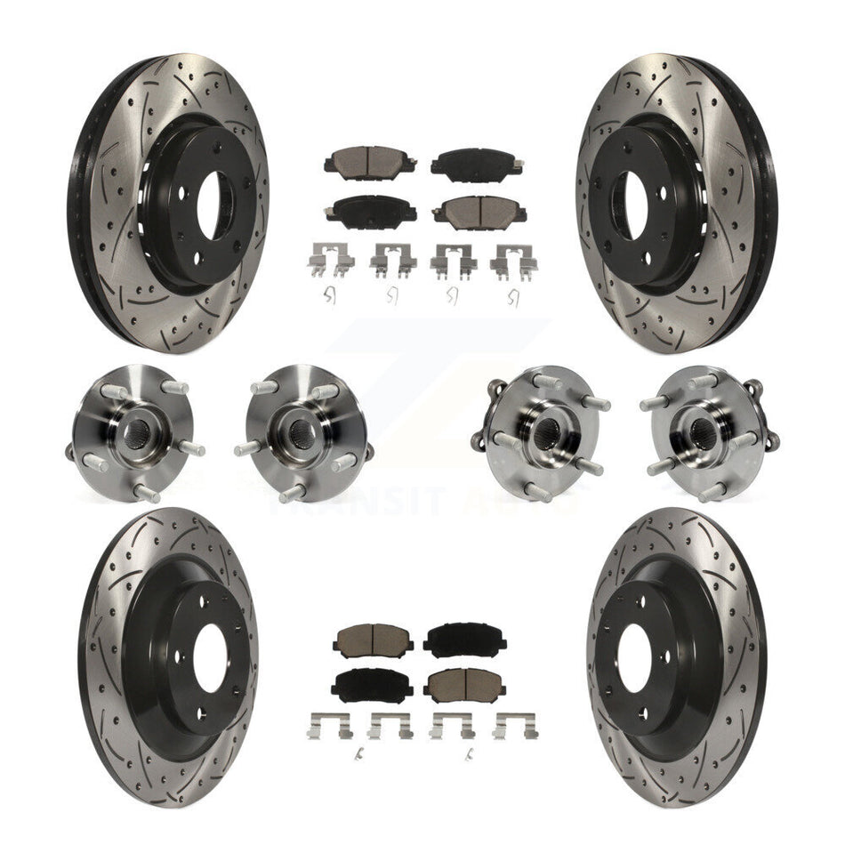 Front Rear Hub Bearings Assembly Coated Disc Brake Rotors And Ceramic Pads Kit (10Pc) For Mazda CX-5 KBB-120113