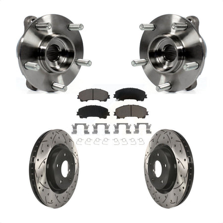 Front Hub Bearing Assembly Drilled Slot Brake Rotor Pad Kit For INFINITI Q50 QX50 Q60 AWD KBB-120122