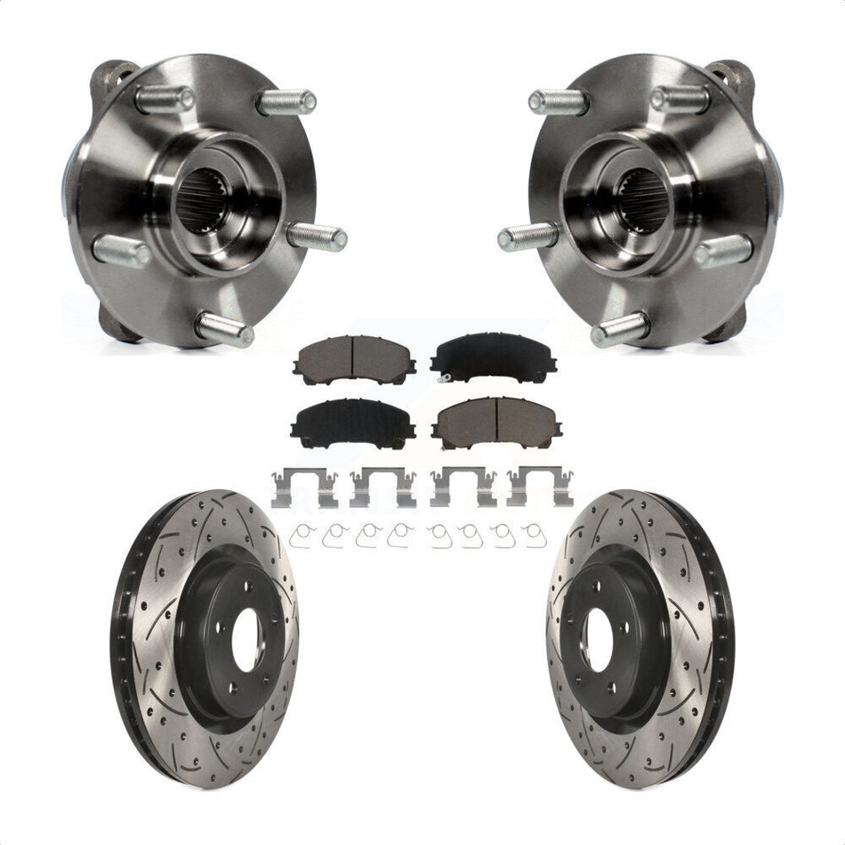 Front Hub Bearing Assembly Drilled Slot Brake Rotor Pad Kit For INFINITI Q50 QX50 Q60 AWD KBB-120122