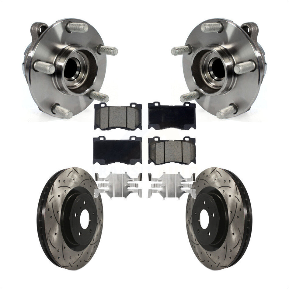 Front Hub Bearing Assembly With Coated Drilled Slotted Disc Brake Rotors And Ceramic Pads Kit For INFINITI G37 Q50 Nissan 370Z Q60 M37 Q70 Q70L QX70 M56 Z KBB-120123