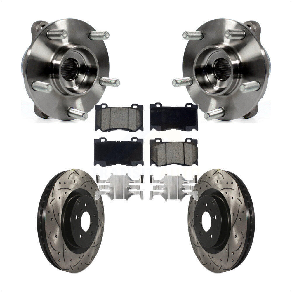 Front Hub Bearing Drilled Slot Brake Rotor Pad Kit For INFINITI Q50 Q60 M37 FX50 QX70 Q70 KBB-120124