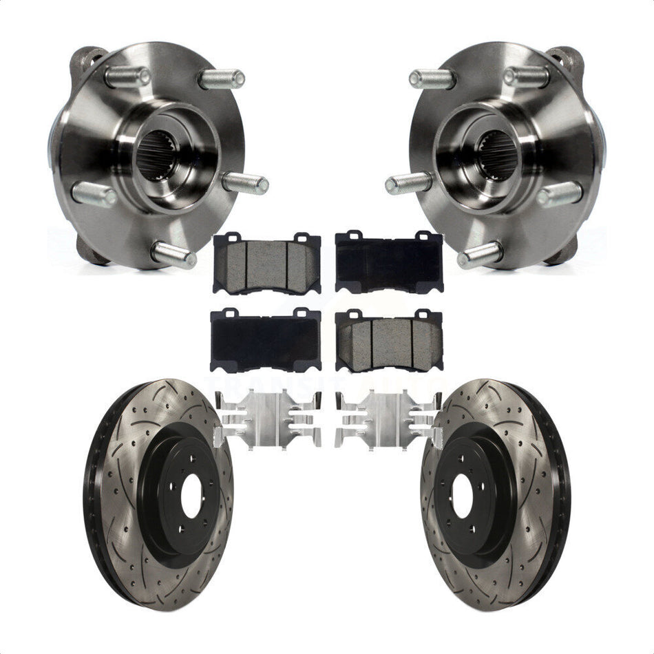 Front Hub Bearing Drilled Slot Brake Rotor Pad Kit For INFINITI Q50 Q60 M37 FX50 QX70 Q70 KBB-120124