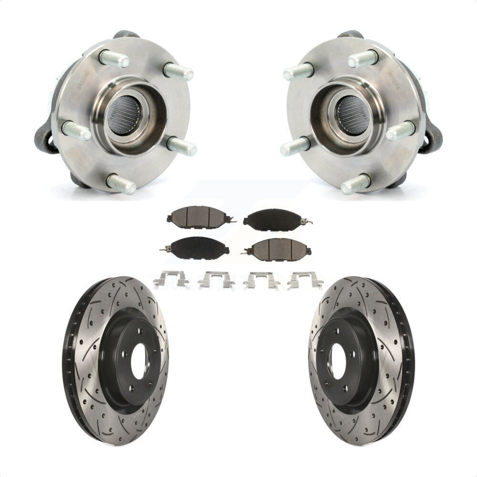 Front Hub Bearing Assembly With Coated Drilled Slotted Disc Brake Rotors And Ceramic Pads Kit For Nissan Pathfinder Murano INFINITI QX60 JX35 KBB-120125