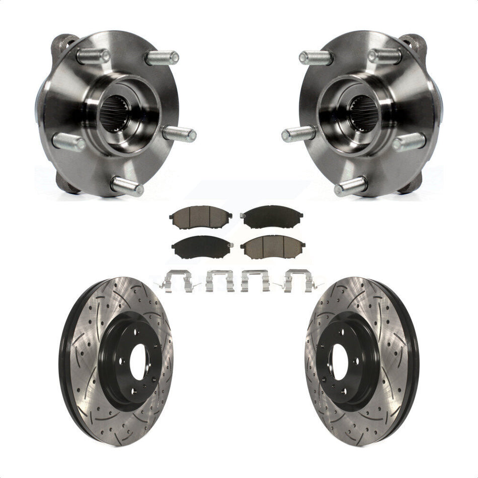 Front Hub Bearing Drill Slot Brake Rotor Pads Kit For INFINITI G37 EX35 G35 QX50 QX70 M35 KBB-120146