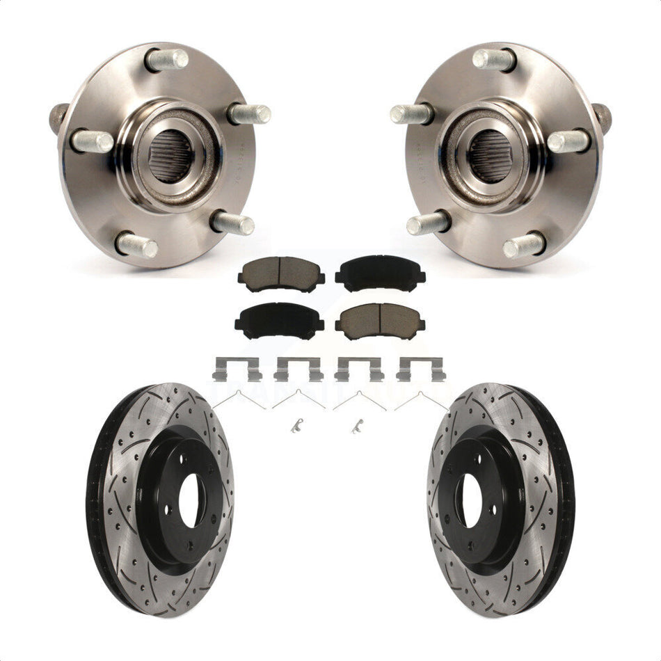 Front Hub Bearing Assembly With Coated Drilled Slotted Disc Brake Rotors And Ceramic Pads Kit For Nissan Rogue Select KBB-120188
