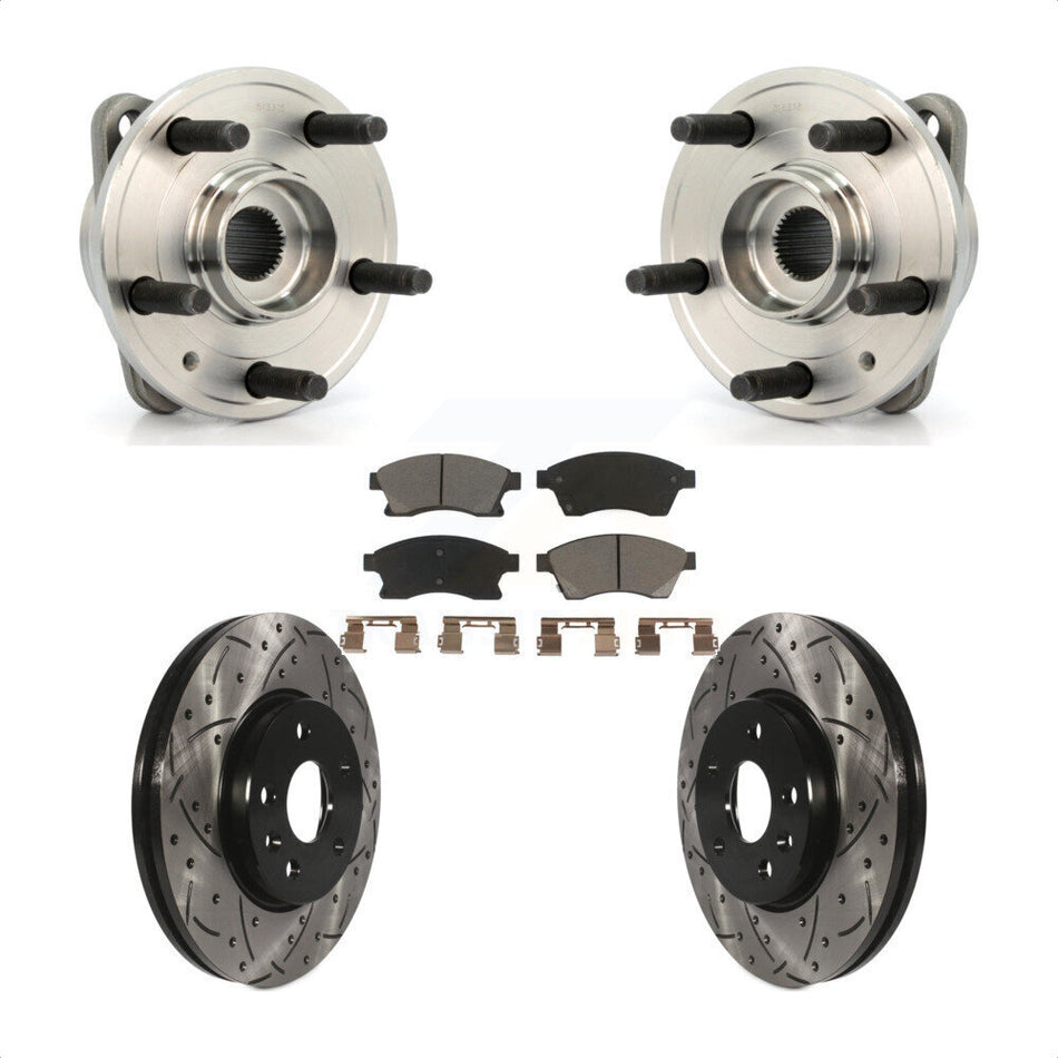 Front Hub Bearing Assembly With Coated Drilled Slotted Disc Brake Rotors And Ceramic Pads Kit For Chevrolet Cruze Limited KBB-120202
