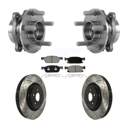 Front Hub Bearing Drill Slot Brake Rotor Pads Kit For Ford Fusion Lincoln MKZ Continental KBB-120209