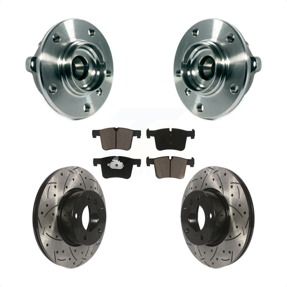 Front Hub Bearing Assembly With Coated Drilled Slotted Disc Brake Rotors And Ceramic Pads Kit For BMW 328i xDrive 320i 428i Gran Coupe GT 228i 328d KBB-120214