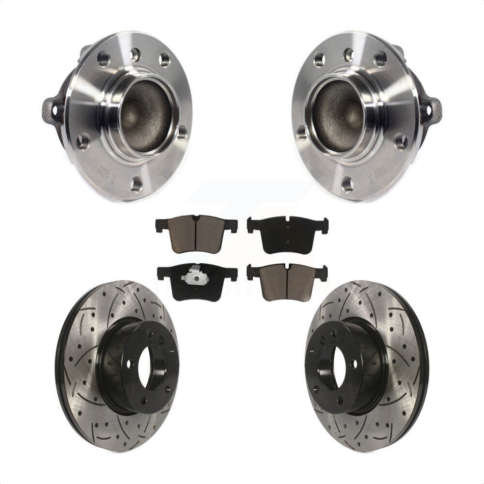 Front Hub Bearing Assembly With Coated Drilled Slotted Disc Brake Rotors And Ceramic Pads Kit For BMW 328i 320i 428i Gran Coupe 228i 328d KBB-120215