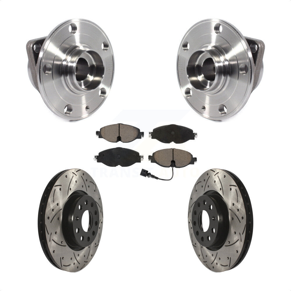 Front Hub Bearing Drill Slot Brake Rotor Pad Kit For Volkswagen Taos GTI Golf Alltrack A3 KBB-120224