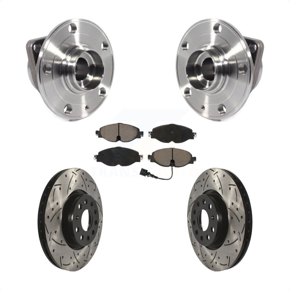 Front Hub Bearing Drill Slot Brake Rotor Pad Kit For Volkswagen Taos GTI Golf Alltrack A3 KBB-120224