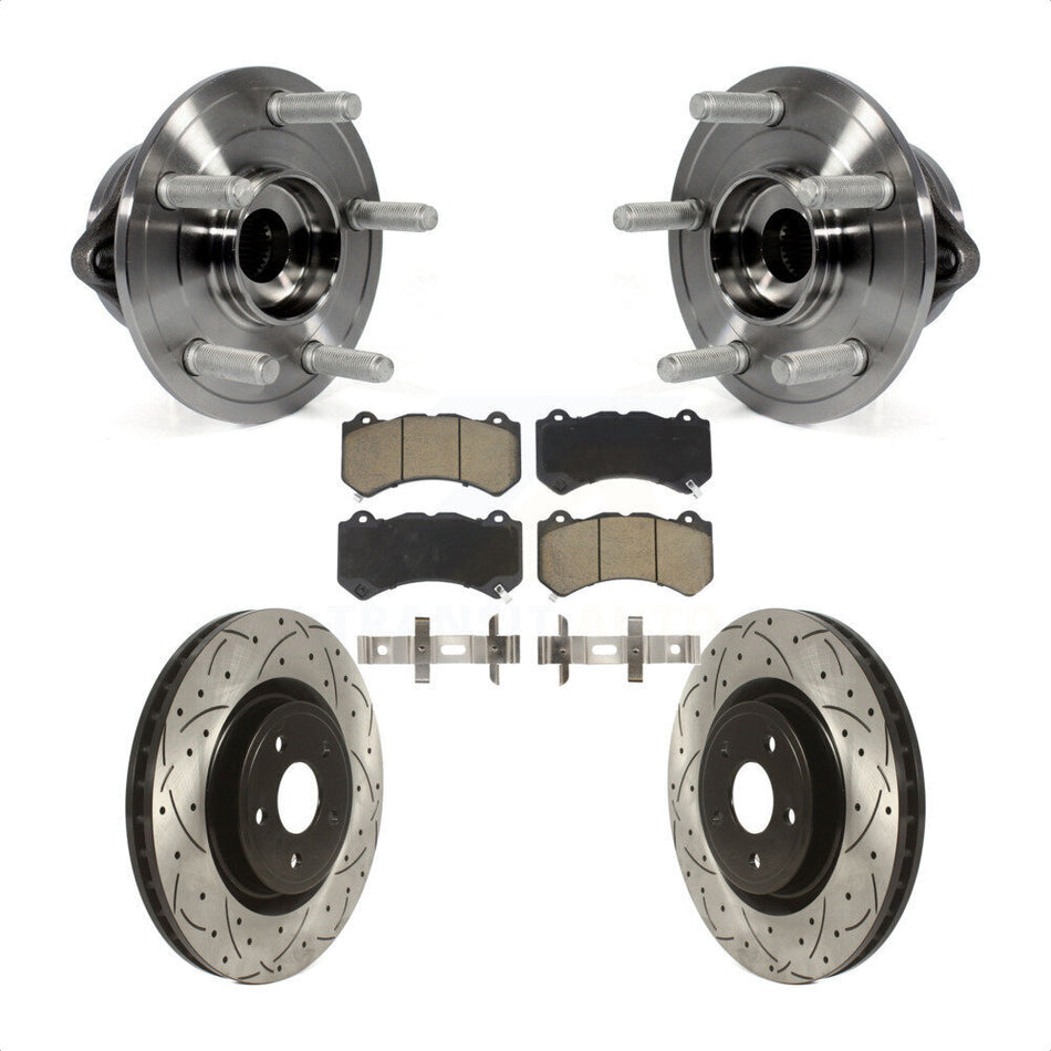 Front Hub Bearing Assembly With Coated Drilled Slotted Disc Brake Rotors And Ceramic Pads Kit For Jeep Grand Cherokee Dodge Durango KBB-120227