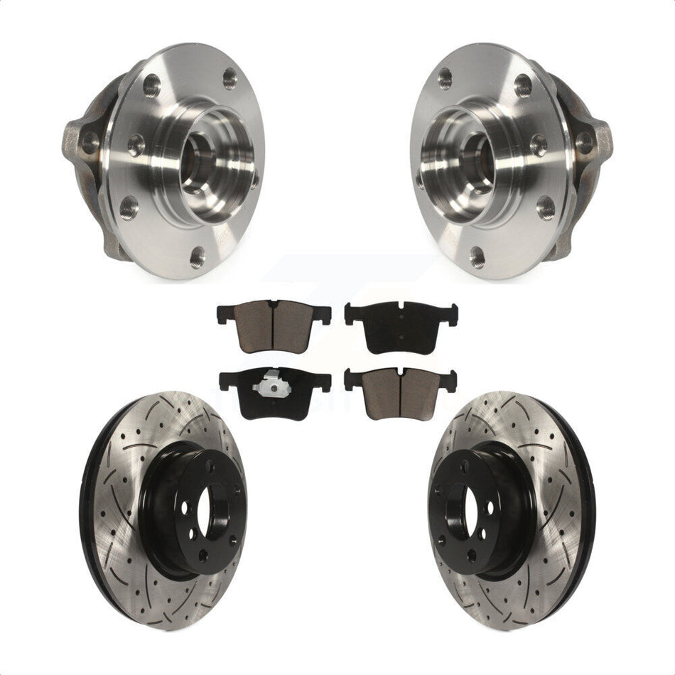 Front Hub Bearing Assembly With Coated Drilled Slotted Disc Brake Rotors And Ceramic Pads Kit For BMW X3 X4 KBB-120264