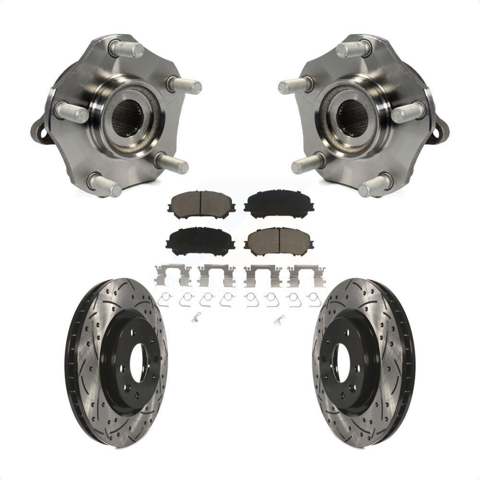 Front Hub Bearing Assembly With Coated Drilled Slotted Disc Brake Rotors And Ceramic Pads Kit For Nissan Rogue Sport Qashqai KBB-120291