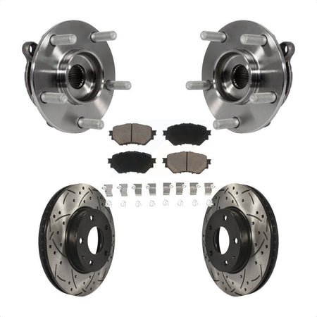 Front Hub Bearing Assembly Coated Drilled Slotted Brake Rotor & Pad Kit For Mazda 3 Sport KBB-120350