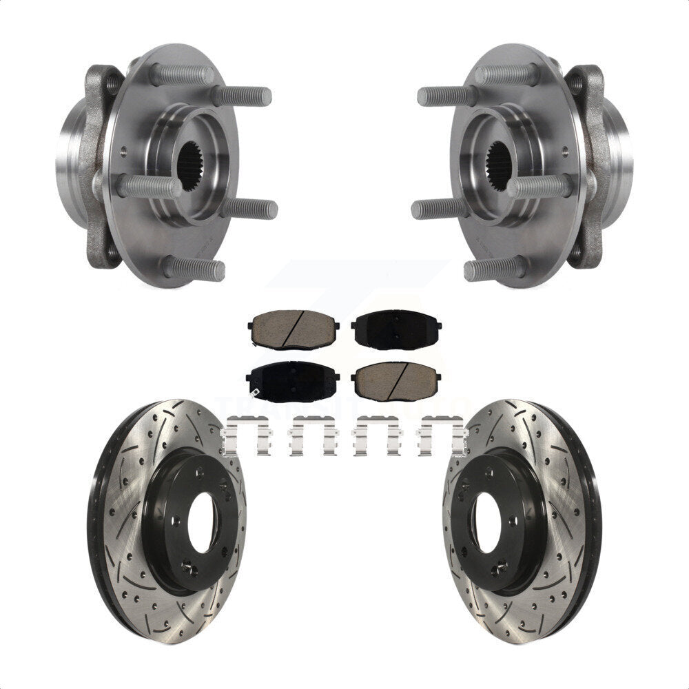 Front Hub Bearing Drill Slot Brake Rotor Pads Kit For Kia Forte Hyundai Elantra GT Forte5 KBB-120371