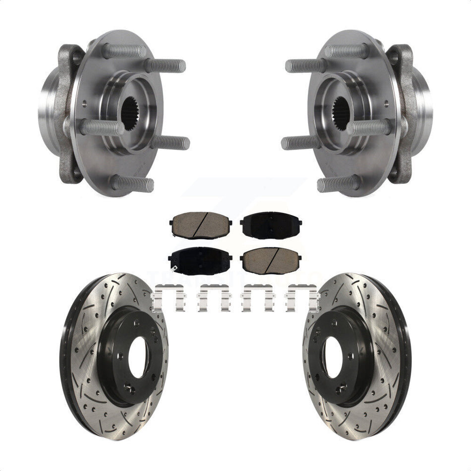 Front Hub Bearing Drill Slot Brake Rotor Pads Kit For Kia Forte Hyundai Elantra GT Forte5 KBB-120371