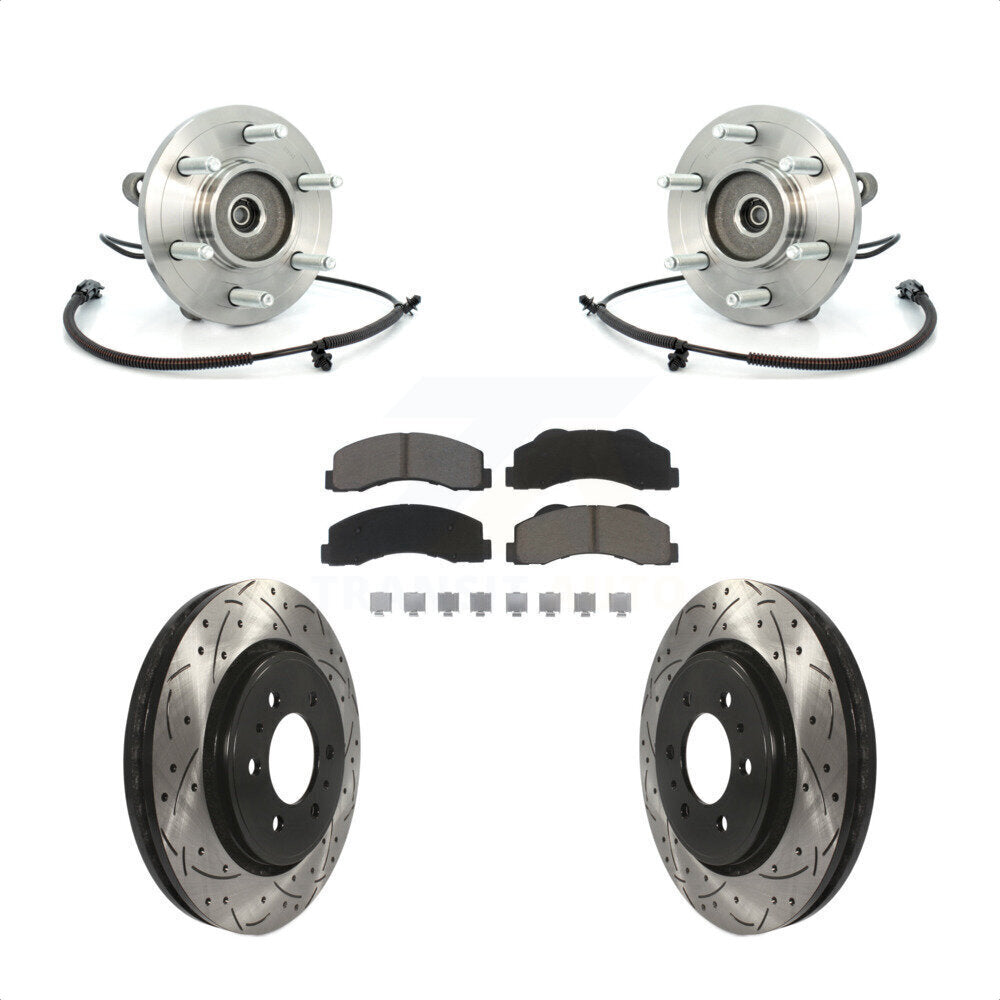 Front Hub Bearing Coated Drill Slot Brake Rotor Pad Kit For Ford F-150 Expedition Lincoln KBB-120376
