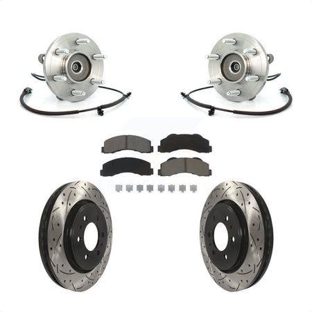 Front Hub Bearing Coated Drill Slot Brake Rotor Pad Kit For Ford F-150 Expedition Lincoln KBB-120376