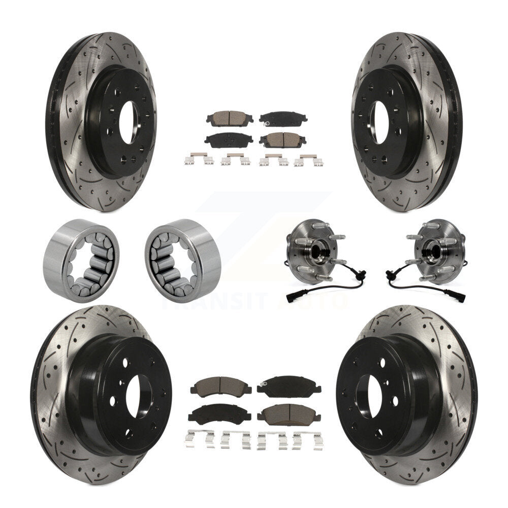 Front Rear Hub Bearing Coat Brake Rotor Pad Shoe Kit (10Pc) For GMC Sierra 1500 Chevrolet KBB-120402