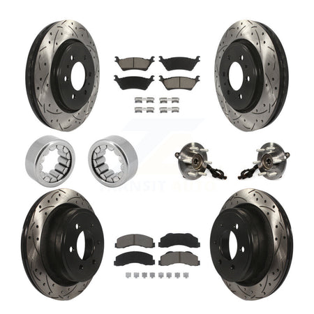 Front Rear Hub Bearings Coated Disc Brake Rotors And Pads Shoes Kit (10Pc) For Ford F-150 KBB-120410