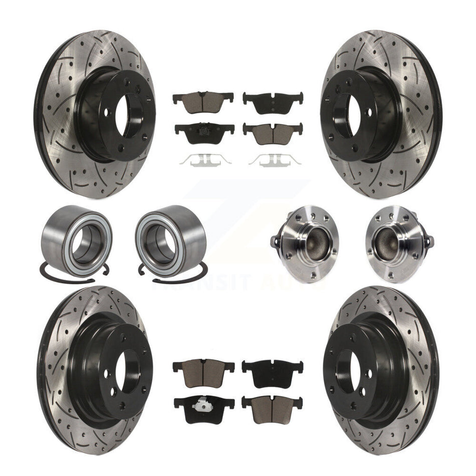 Front Rear Wheel Hub Bearings Assembly Coated Disc Brake Rotors And Ceramic Pads Shoes Kit (10Pc) For BMW 328i 428i 228i 320i 328d KBB-120412