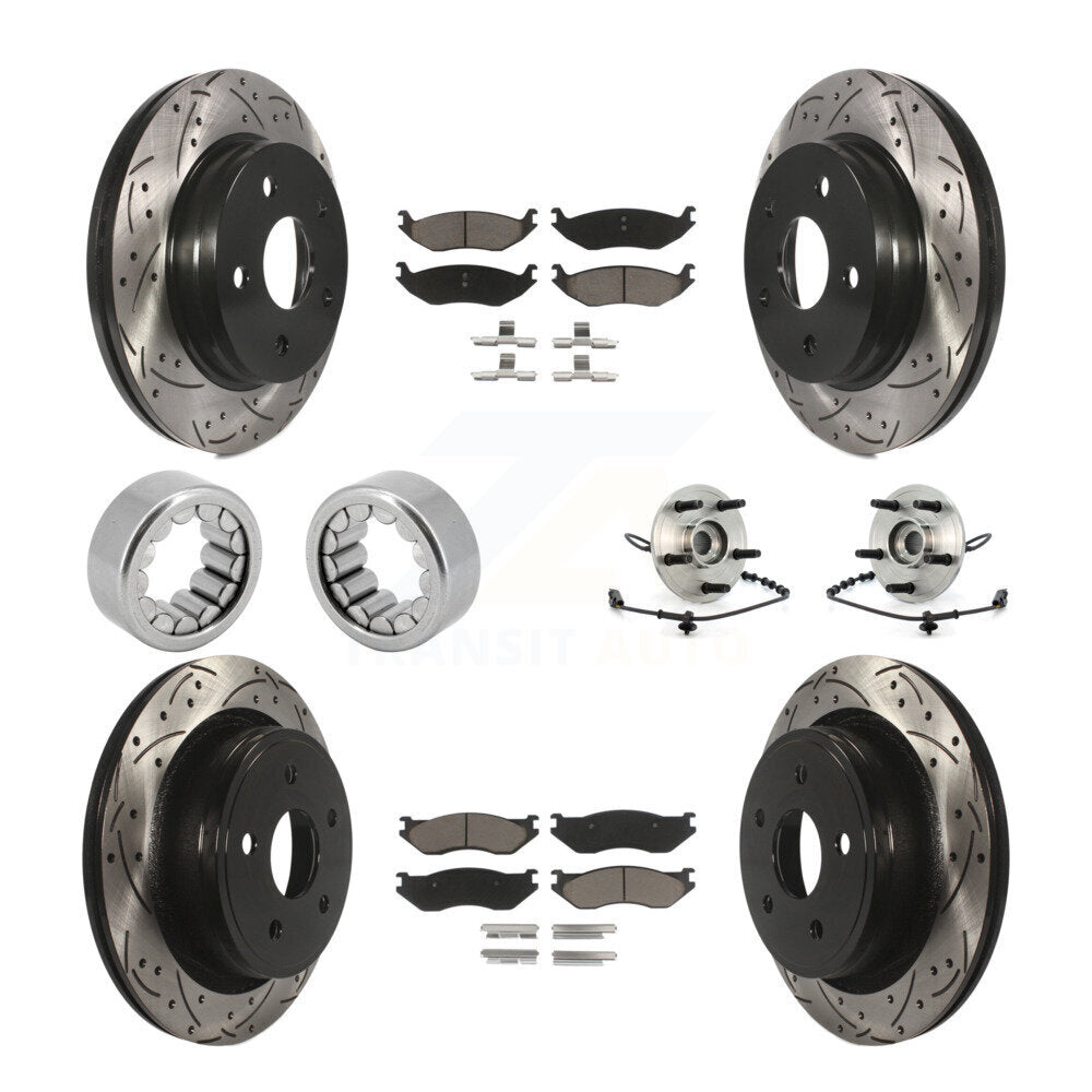 Front Rear Hub Bearing Coated Disc Brake Rotor And Pad Shoe Kit (10Pc) For Dodge Ram 1500 KBB-120441