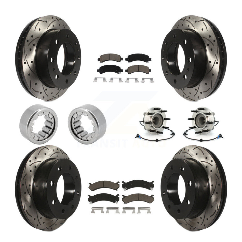 Front Rear Hub Bearing Coated Brake Rotor Pads Shoe Kit (10Pc) For Chevrolet Express 2500 KBB-120448