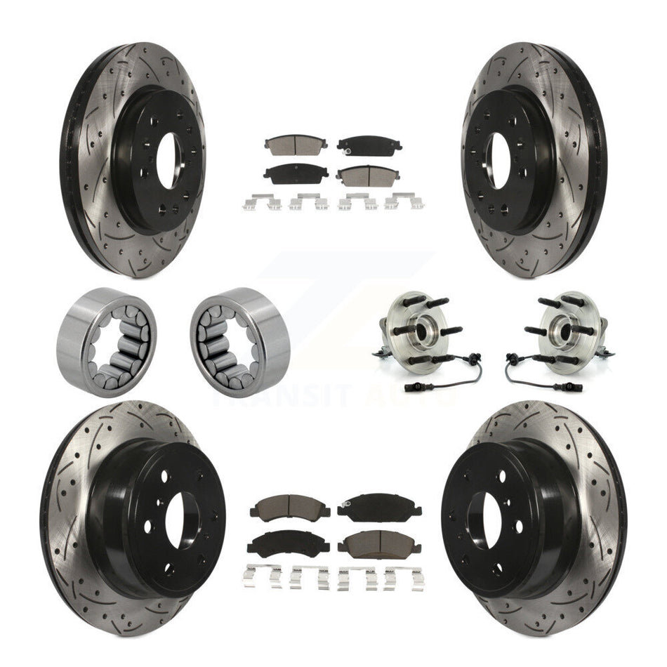 Front Rear Hub Bearing Coat Brake Rotor Pad Shoe Kit (10Pc) For Chevrolet GMC Sierra 1500 KBB-120452