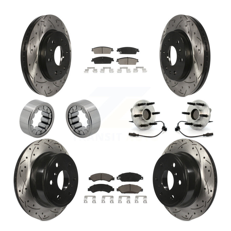Front Rear Hub Bearing Coated Brake Rotor Pad Shoe Kit (10Pc) For Chevrolet Avalanche GMC KBB-120453