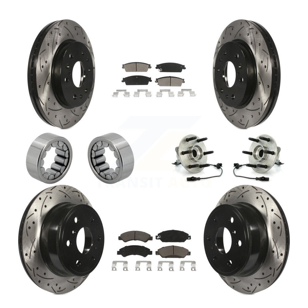 Front Rear Hub Bearing Coated Brake Rotor Pad Shoe Kit (10Pc) For Chevrolet Avalanche GMC KBB-120454