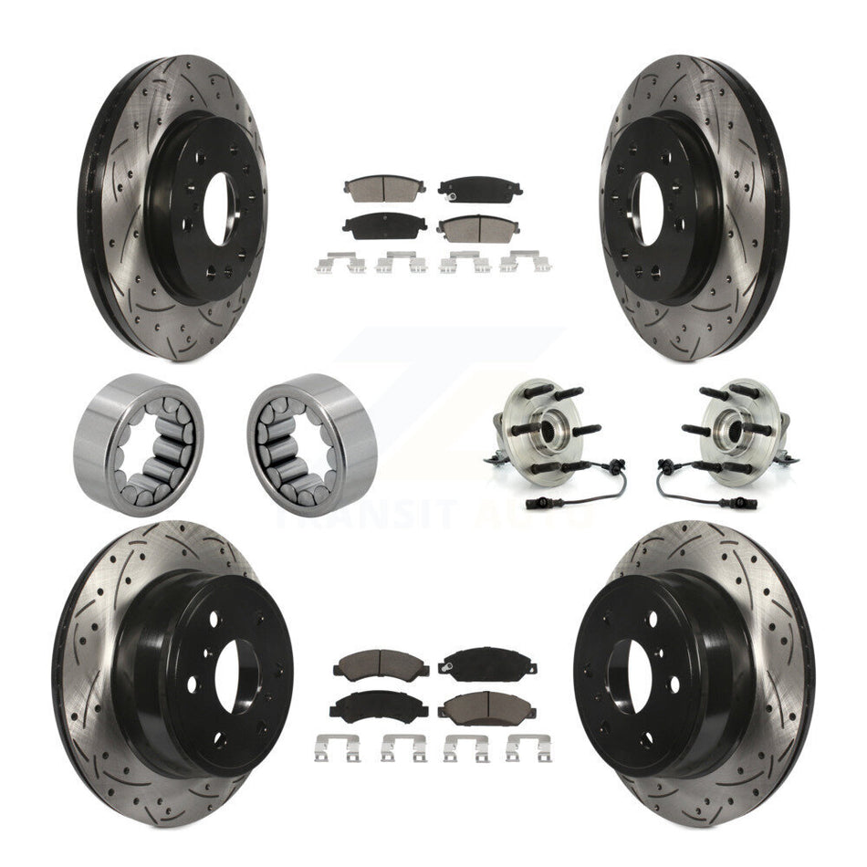 Front Rear Hub Bearing Coated Brake Rotor Pad Shoe Kit (10Pc) For Chevrolet Avalanche GMC KBB-120454