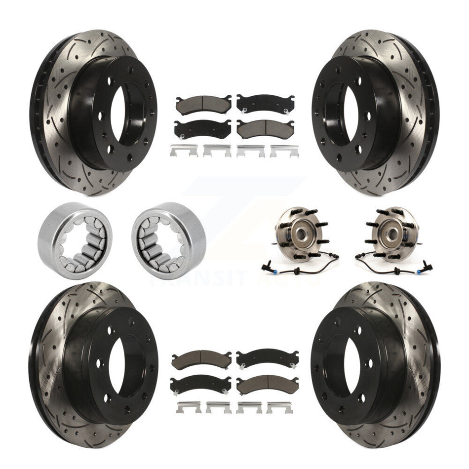 Front Rear Hub Bearing Coat Brake Rotor Pads Shoe Kit (10Pc) For Hummer H2 Chevrolet 2500 KBB-120465