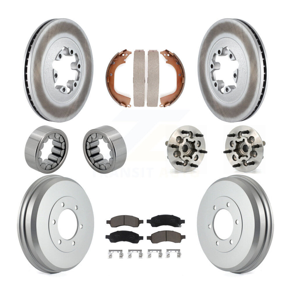 Front Rear Hub Bearing Coated Brake Rotor Pads Shoe Kit (10Pc) For Chevrolet Colorado GMC KBB-120502